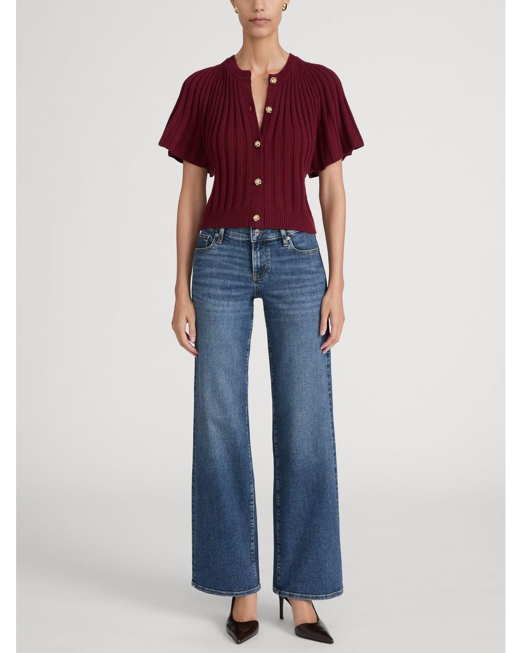 FRAME Blue The Low Rise Slim Palazzo