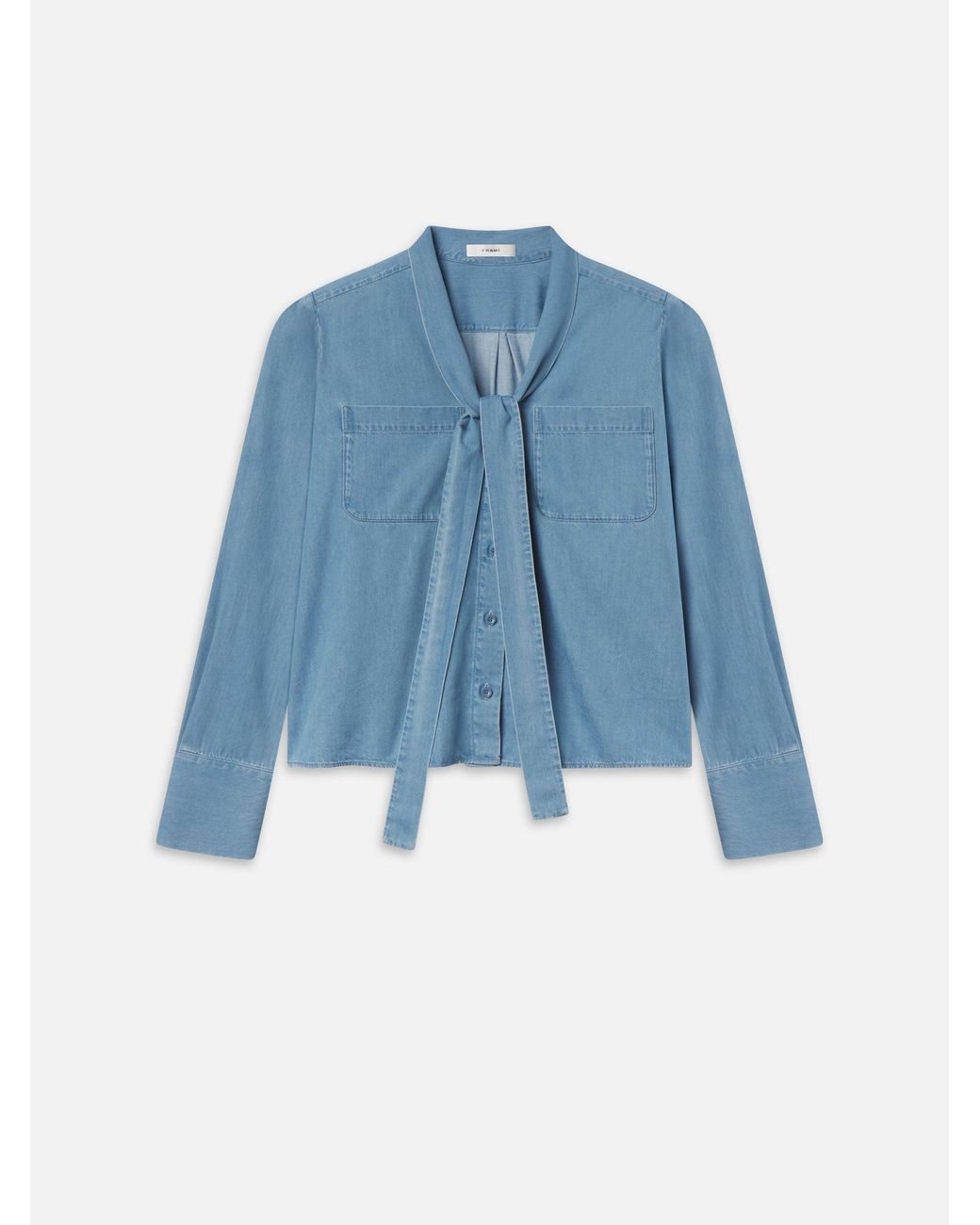 FRAME Blue The Denim Modern Tie Blouse