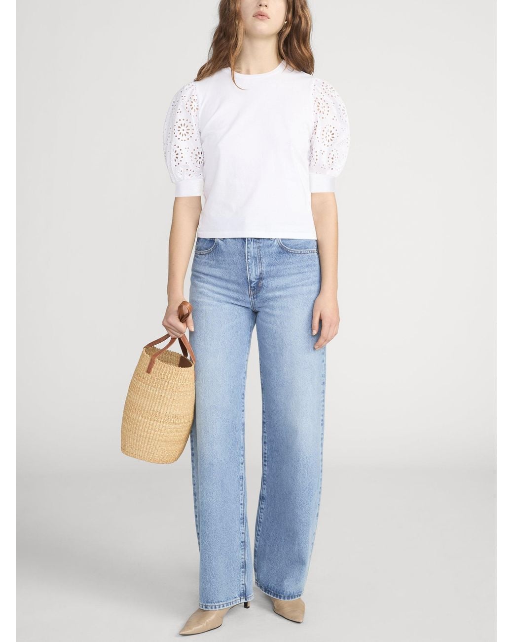 FRAME White The Solstice Eyelet Tee