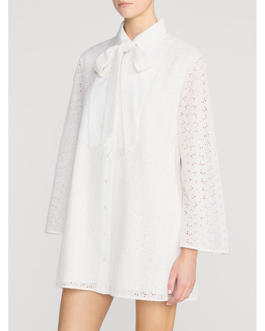 FRAME White The Eyelet Tuxedo Dress