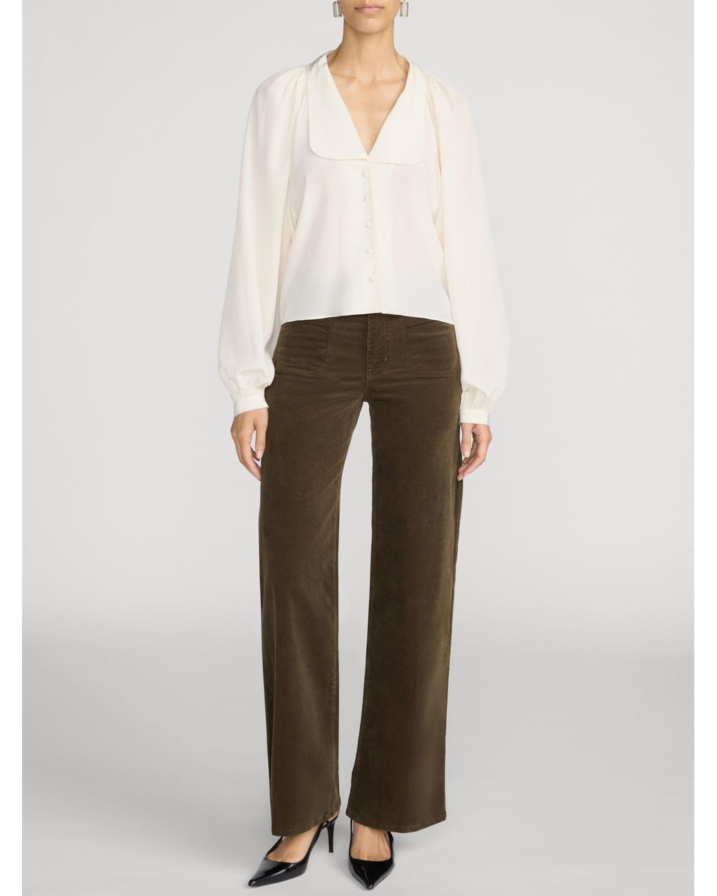 FRAME Brown Le Slim Palazzo Modernist Pocket Corduroy