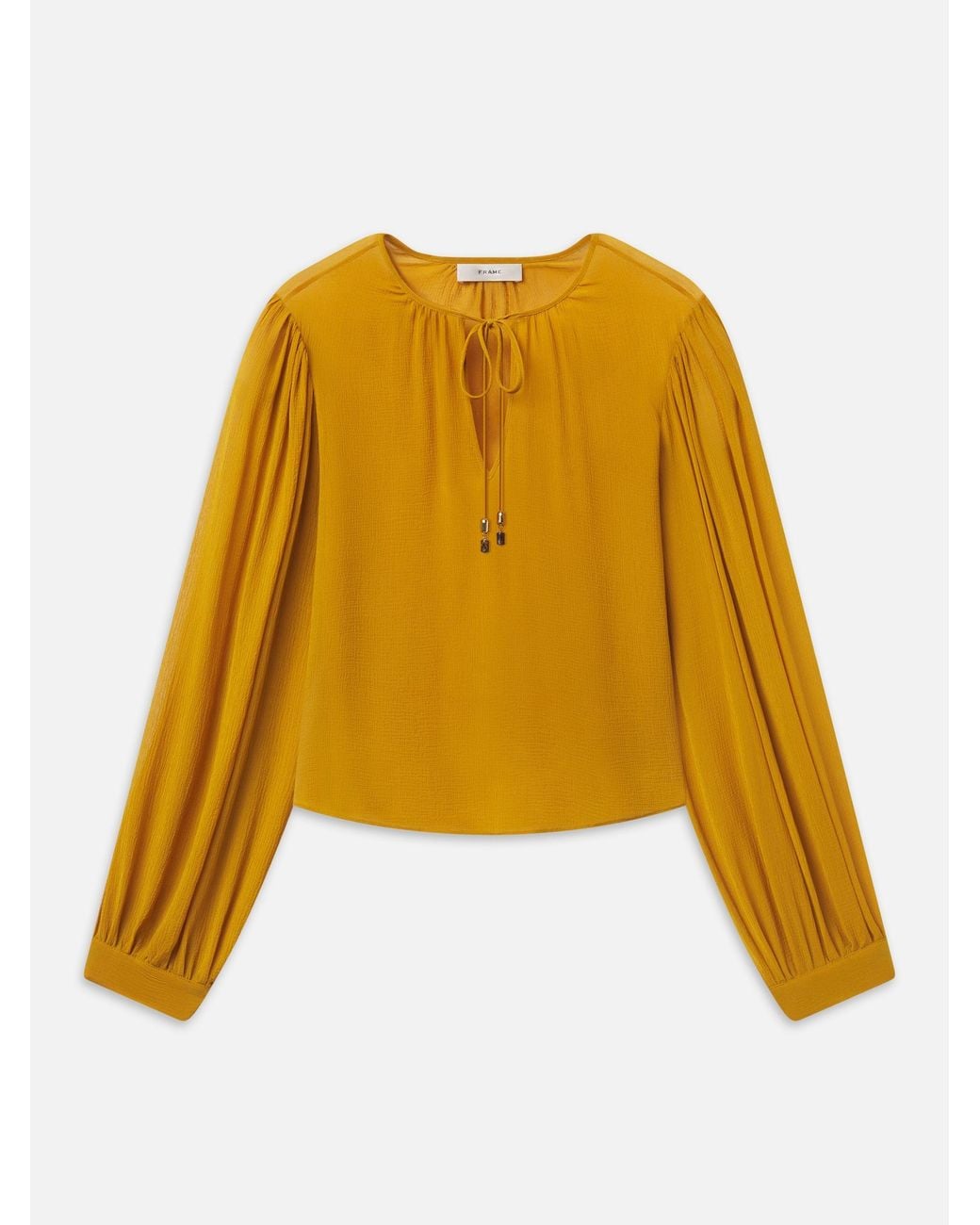 FRAME Yellow The Silk Amulet Blouse
