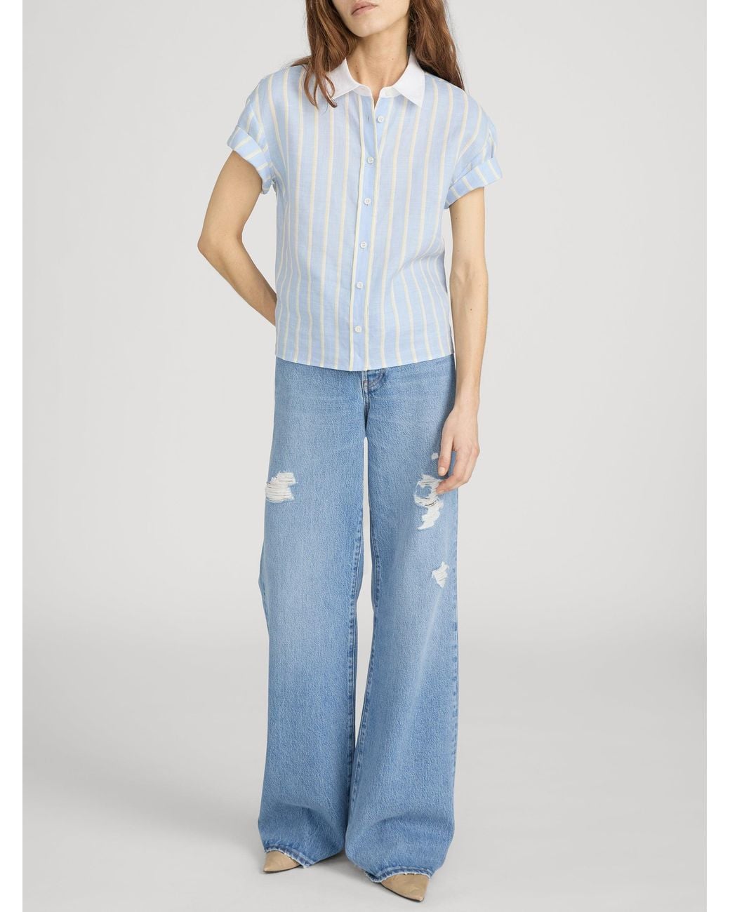 FRAME Blue The Linen Boardwalk Shirt