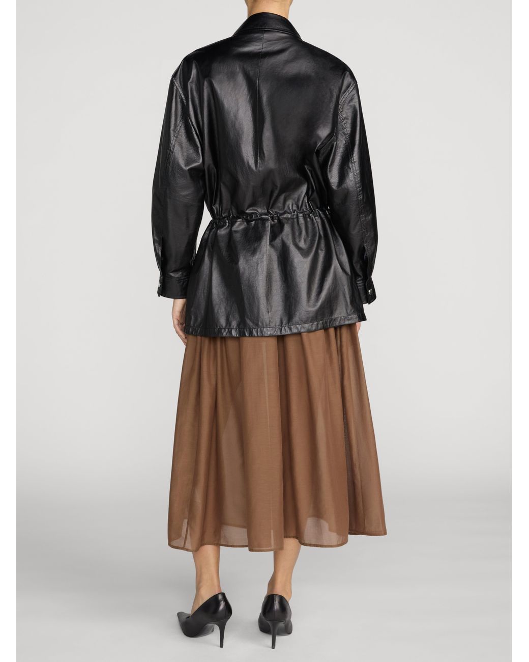 FRAME Black The Paper Leather Safari Jacket