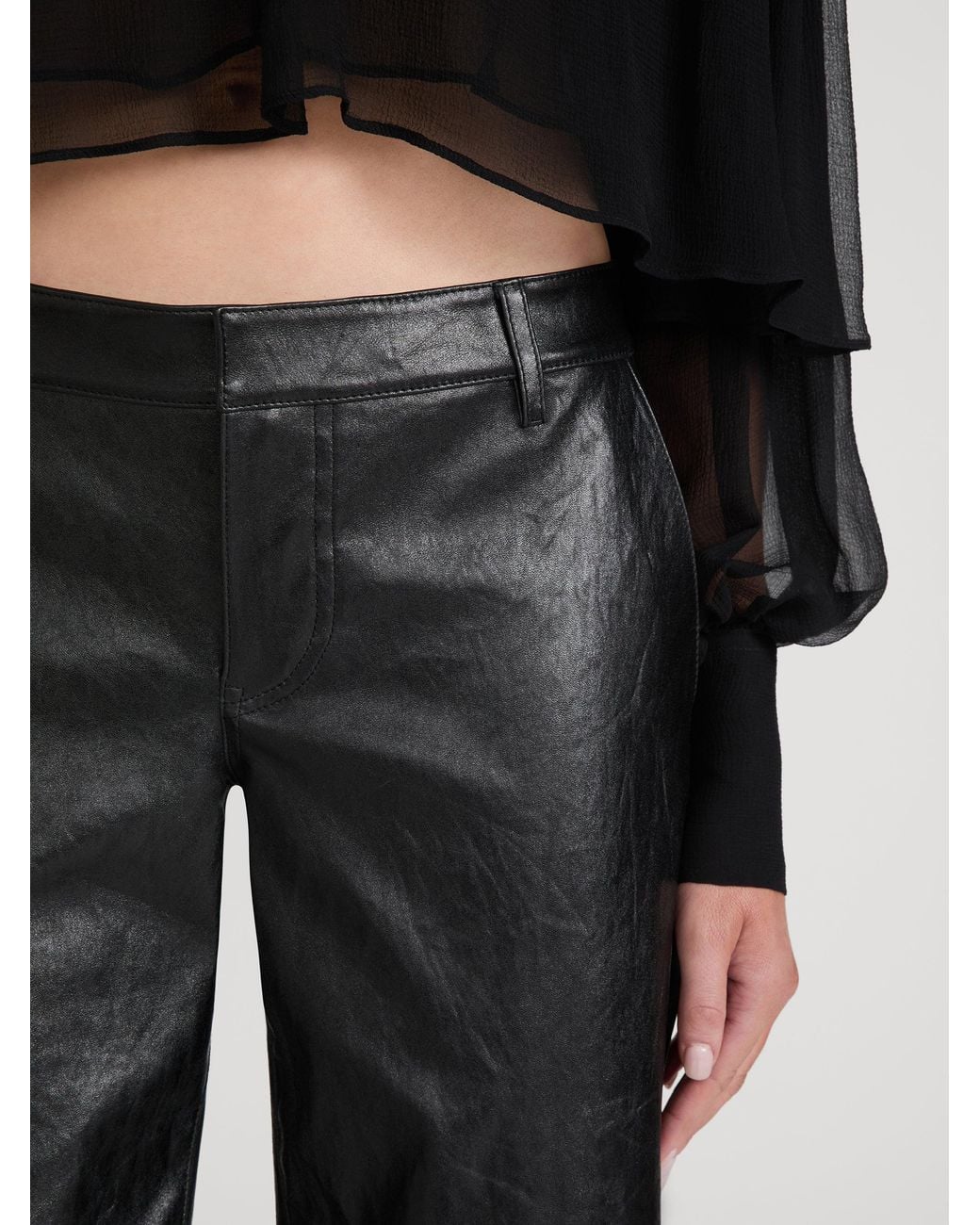 FRAME Black The Leather Low Trouser