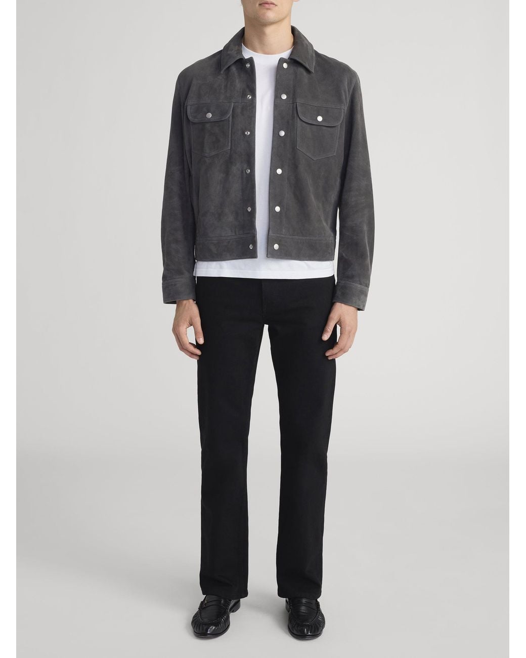 FRAME Black Suede Trucker Jacket for men