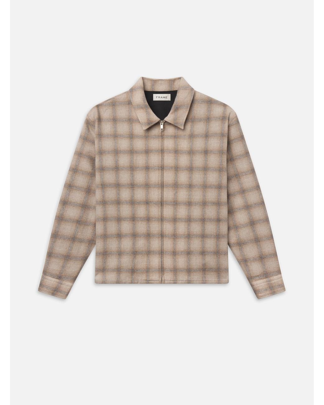 FRAME Natural Plaid Zip Overshirt for men