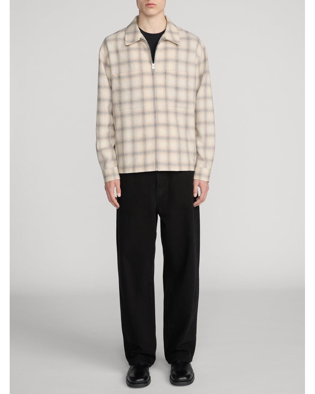 FRAME Natural Plaid Zip Overshirt for men