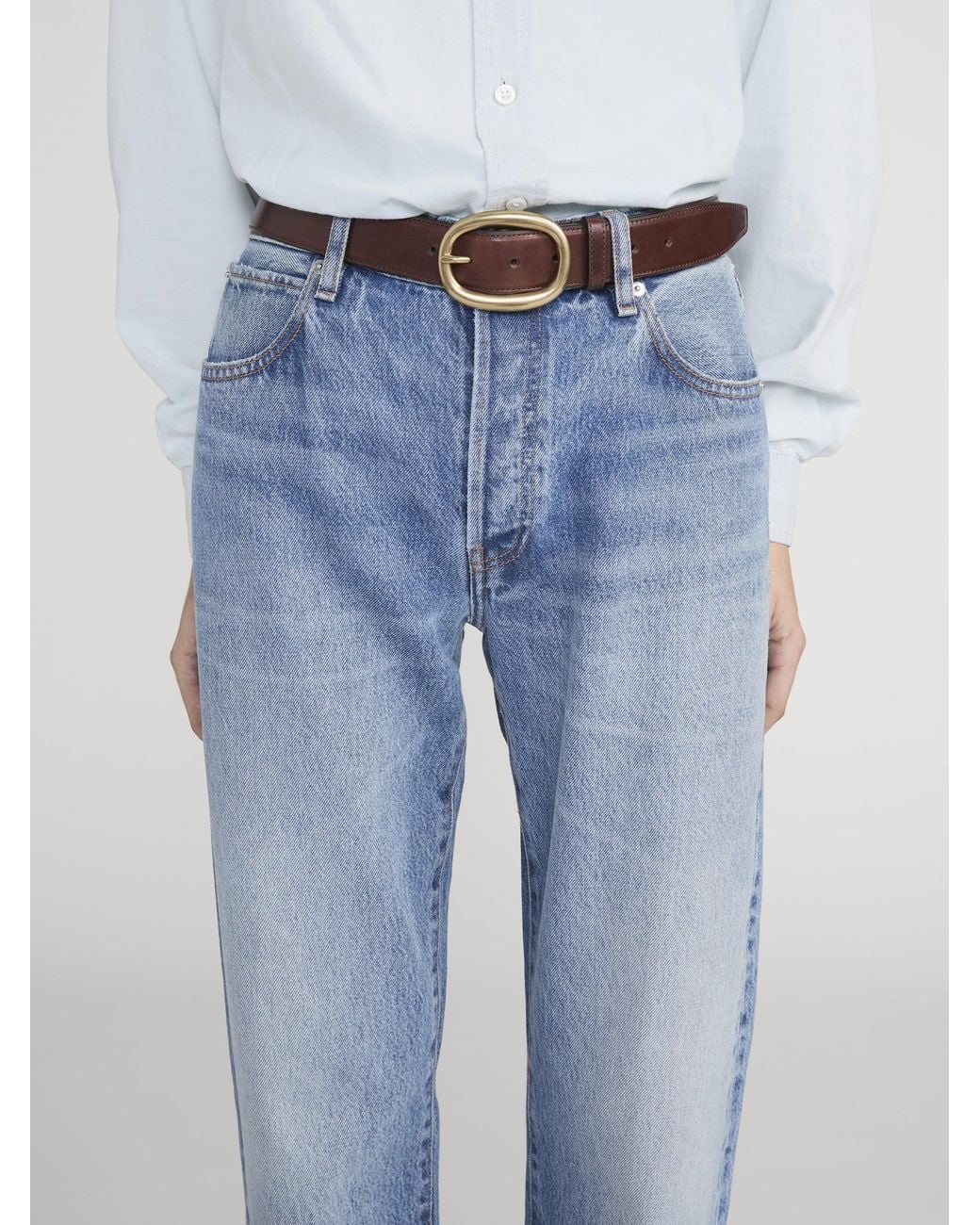 FRAME Brown The Organic Round Buckle Belt