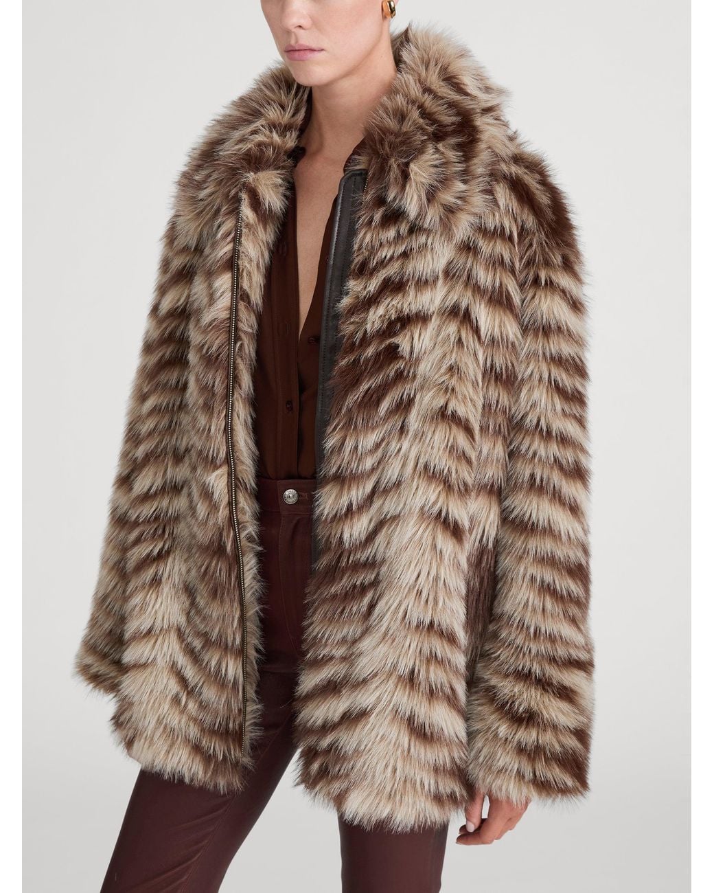 FRAME Brown The Alpine Chevron Coat