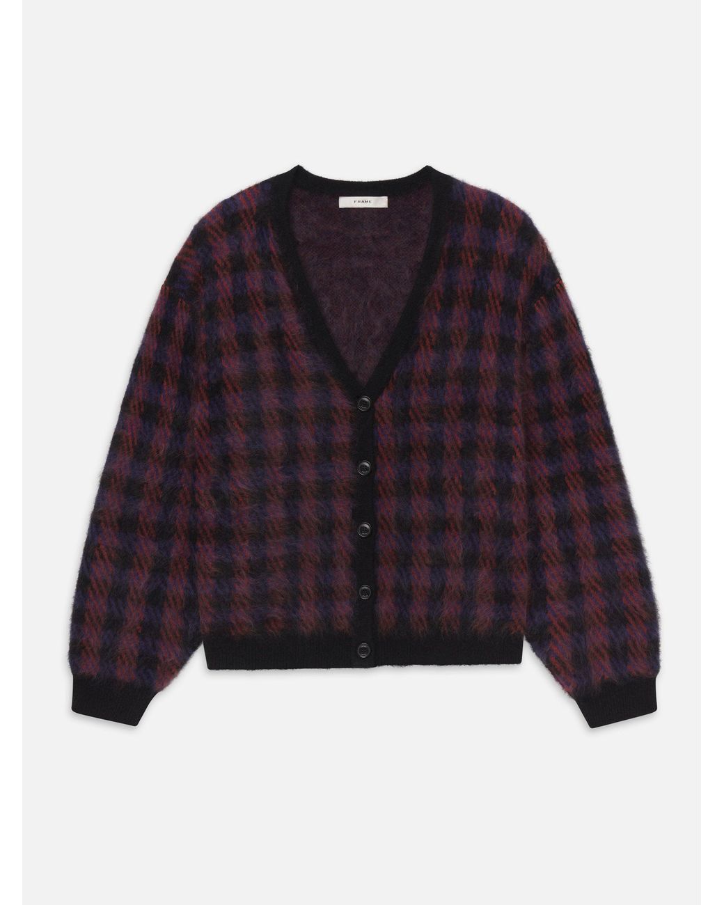FRAME Purple The Brushed Houndstooth Cardi