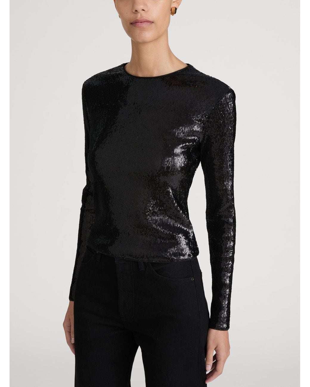 FRAME Black The Micro Sequin Top