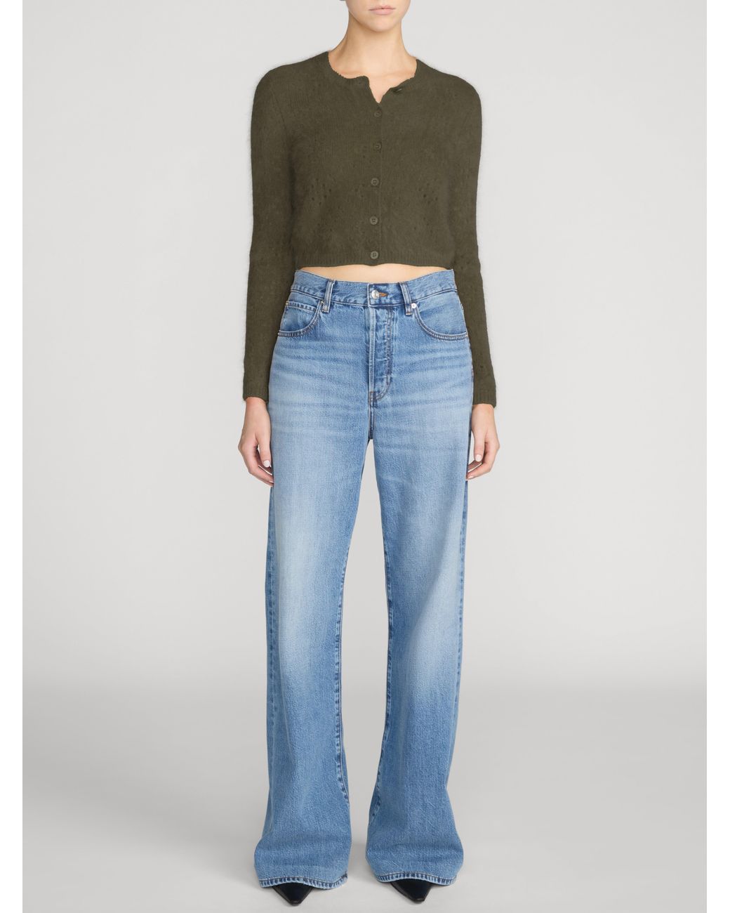 FRAME Green The Cashmere Airy Teddy Cardi
