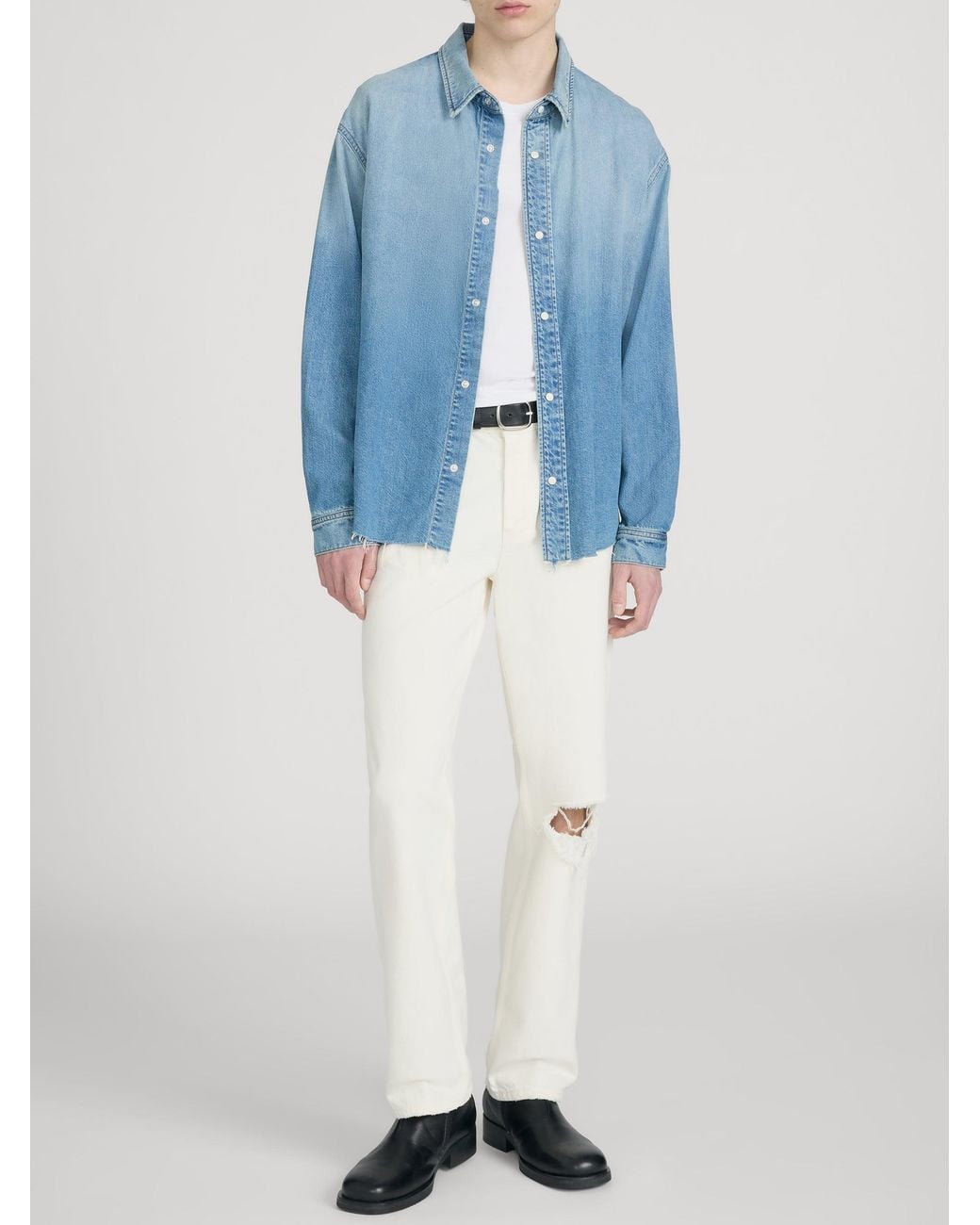 FRAME Blue Relaxed Denim Shirt for men
