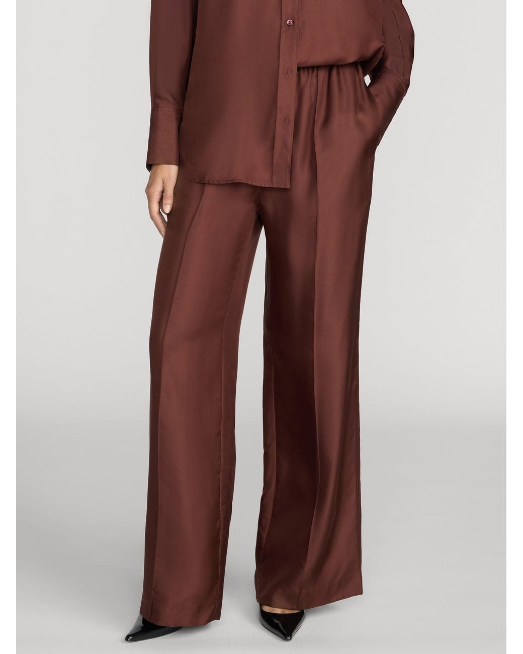 FRAME Brown The Pintuck Lounge Pant