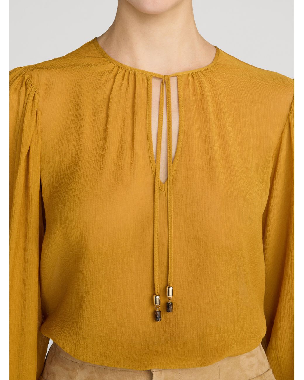 FRAME Yellow The Silk Amulet Blouse