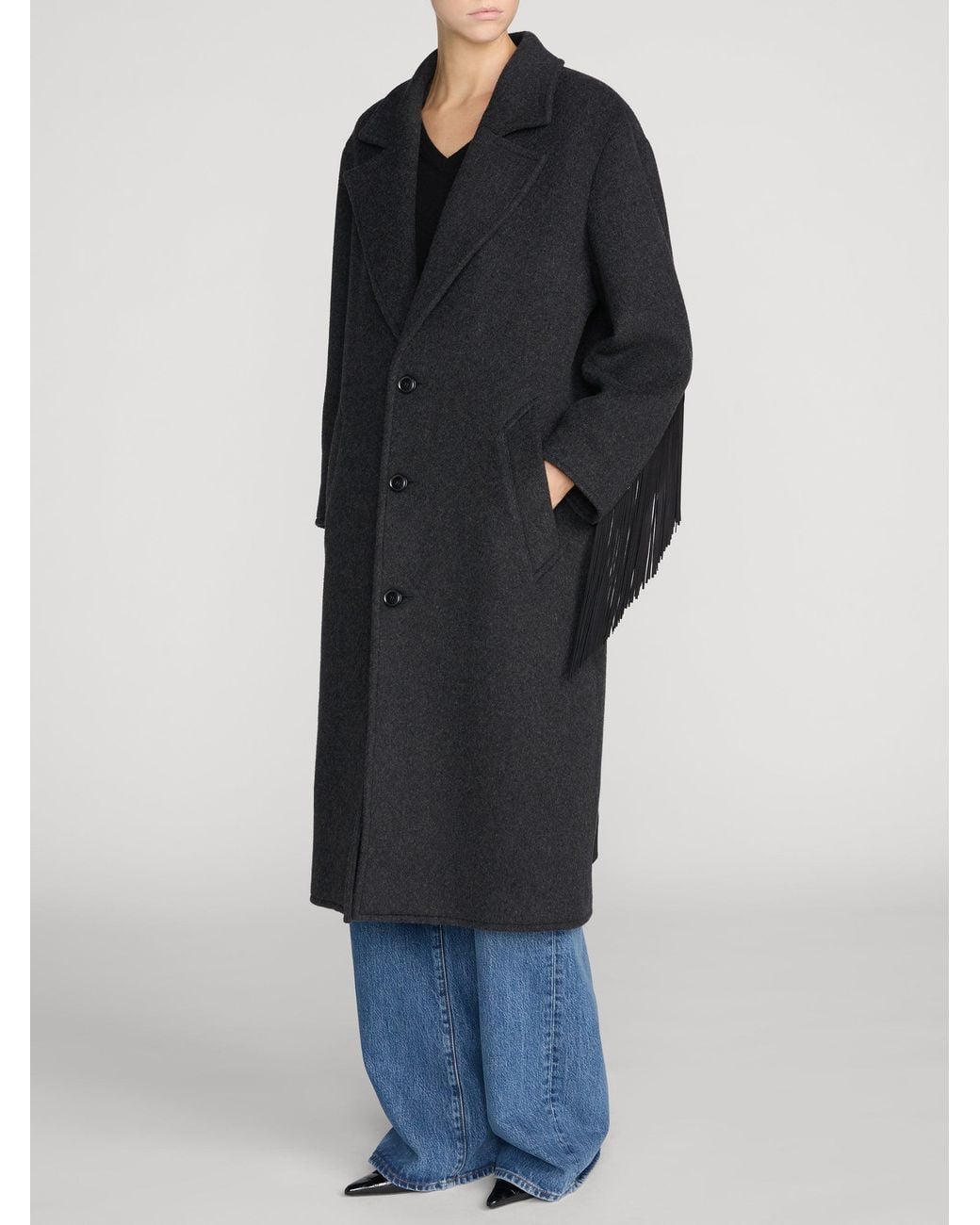 FRAME Black The Wool Rodeo Coat