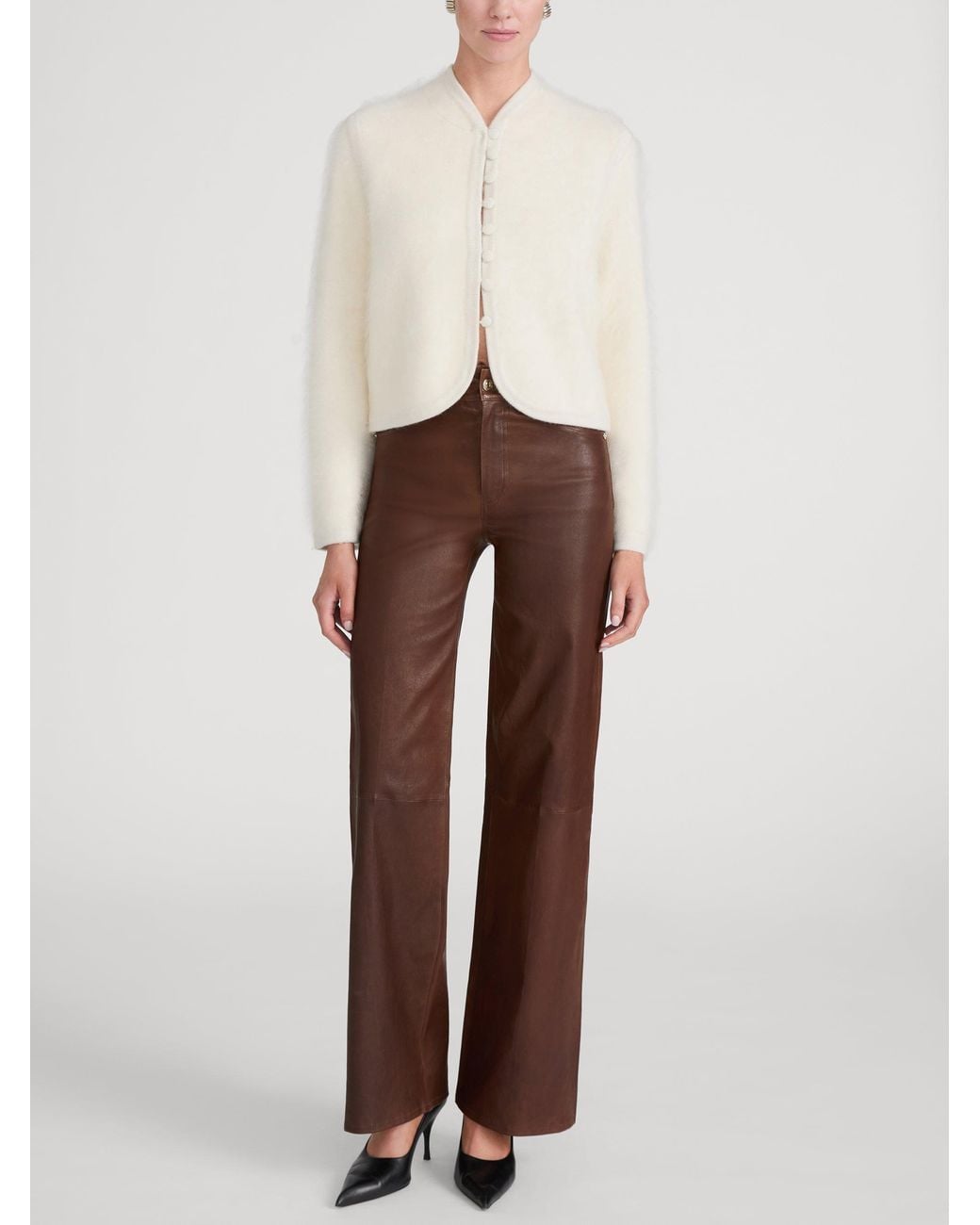 FRAME Brown Le Slim Palazzo Leather