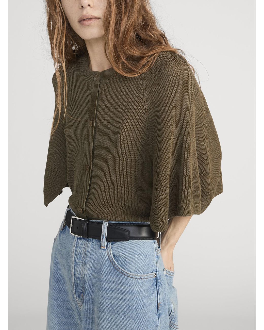 FRAME Green The Flounce Sweater