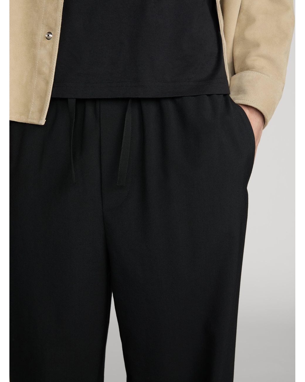 FRAME Black Wool Easy Trousers for men