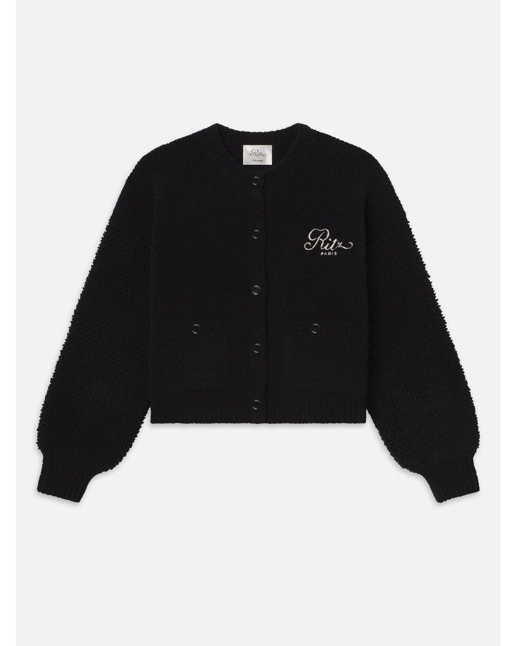 FRAME Black Ritz Mixed Stitch Sweater