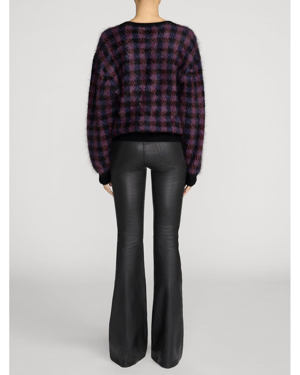 FRAME Purple The Brushed Houndstooth Cardi
