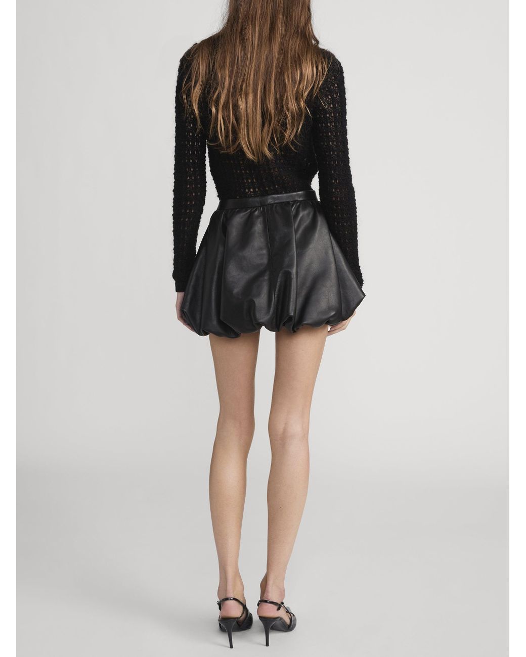 FRAME Black The Leather Bubble Skirt