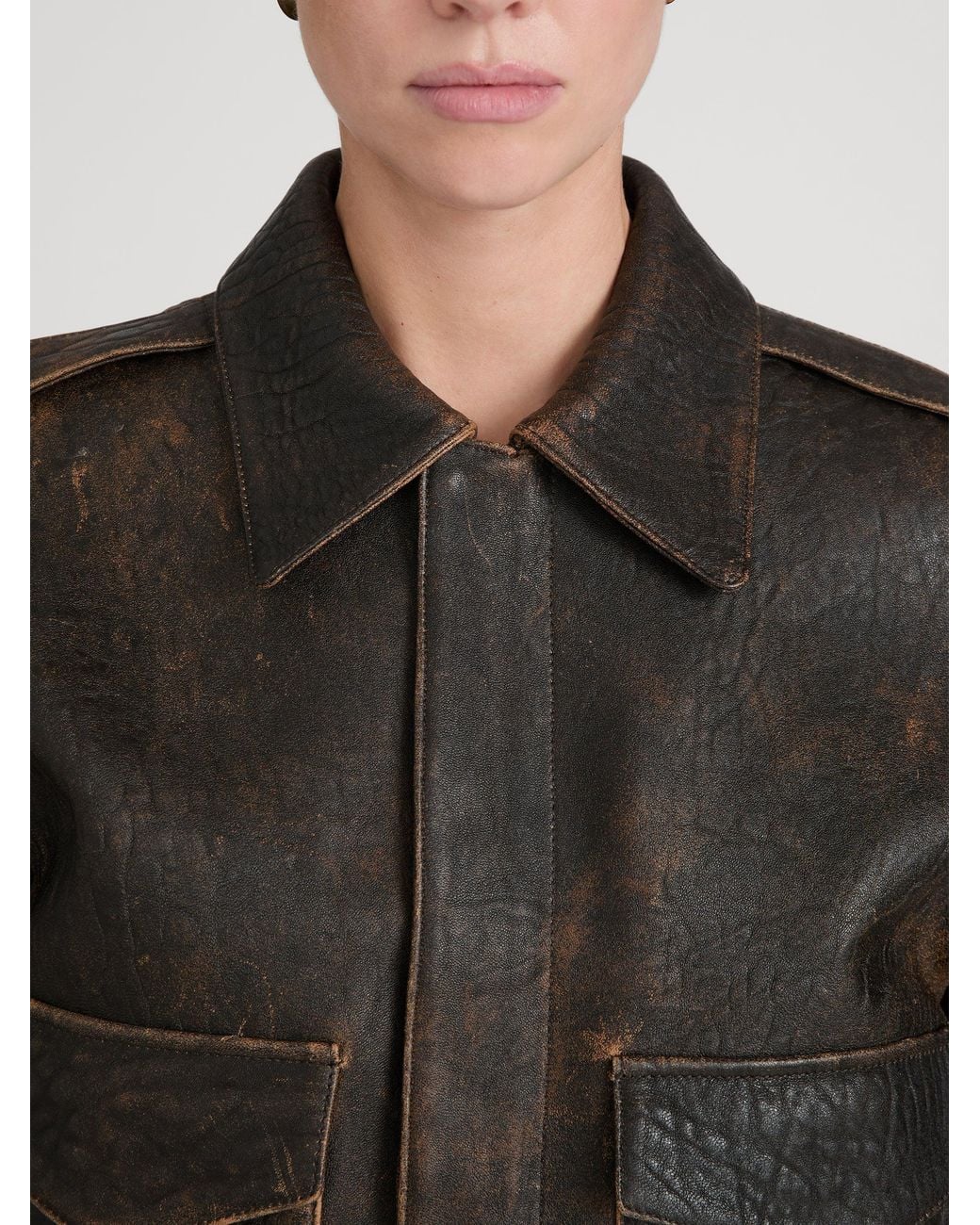 FRAME Brown The Shrunken Flight Jacket