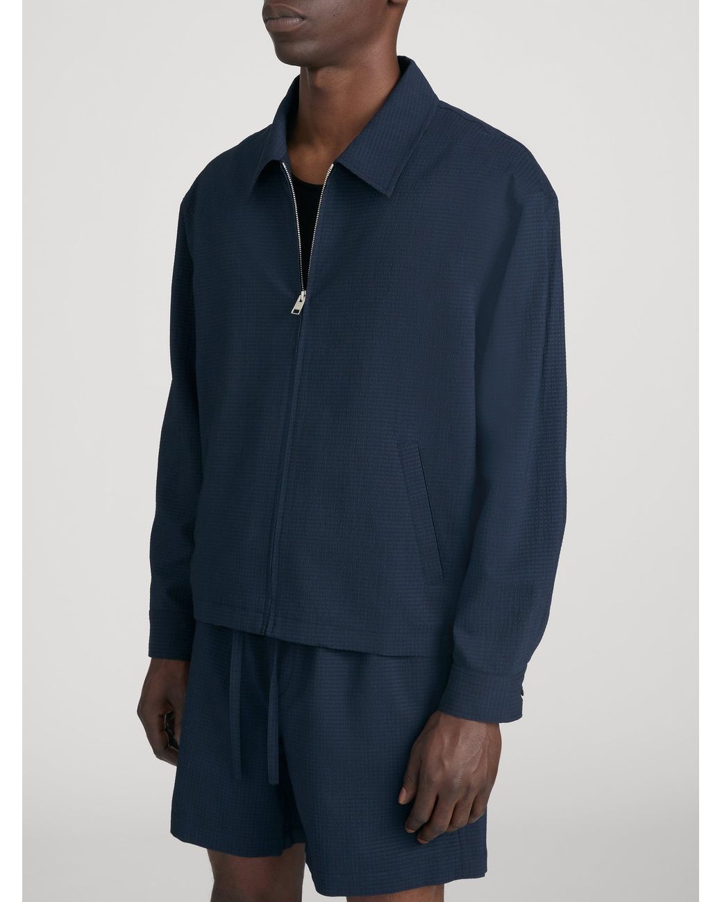 FRAME Blue Seersucker Blouson for men