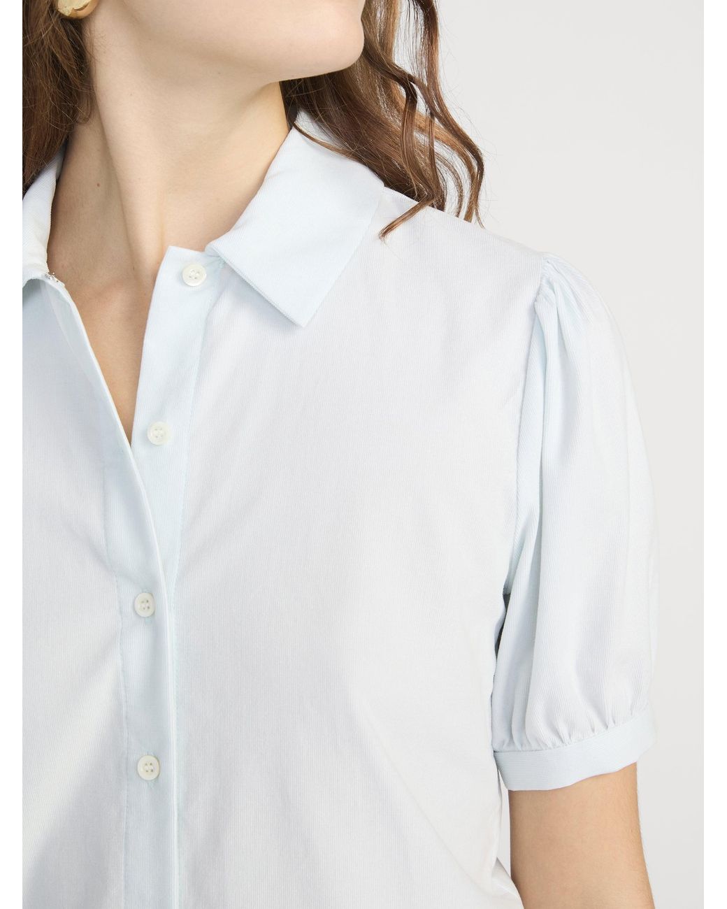 FRAME Blue The Cord Staple Blouse
