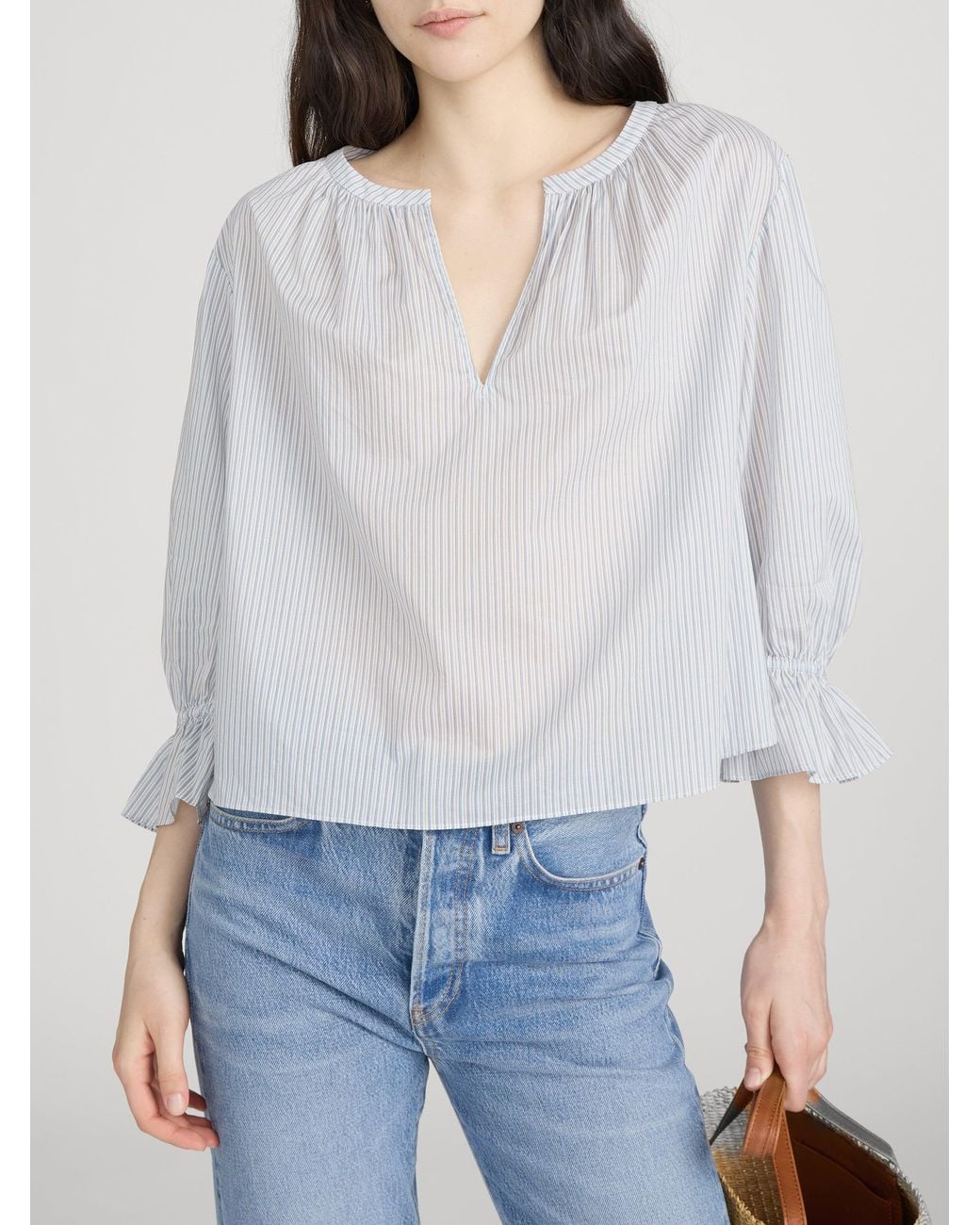 FRAME White The Poet Blouse