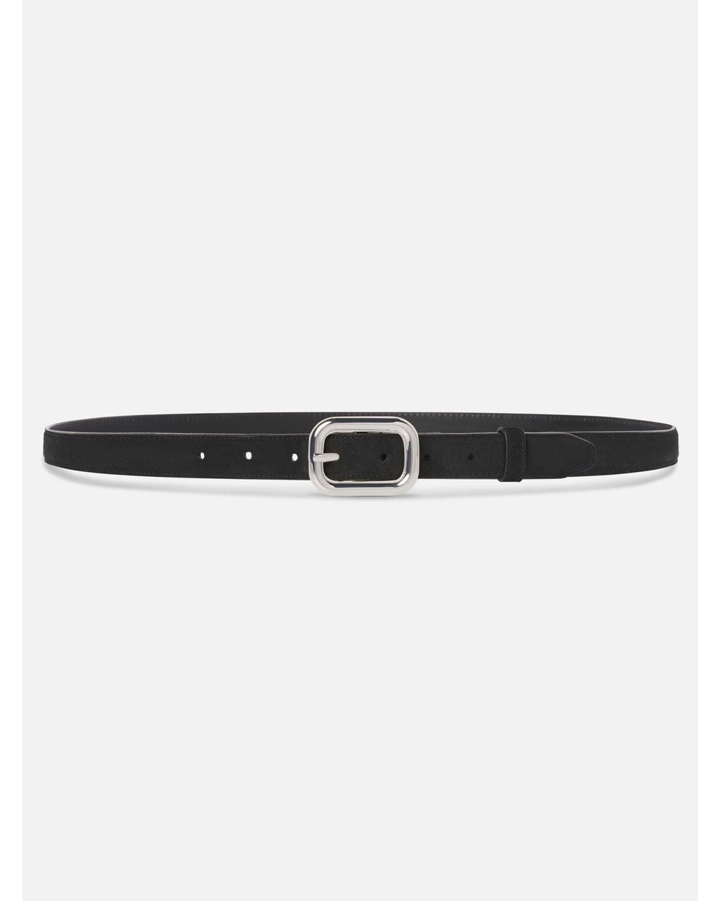 FRAME White The Suede Rounded Buckle Belt
