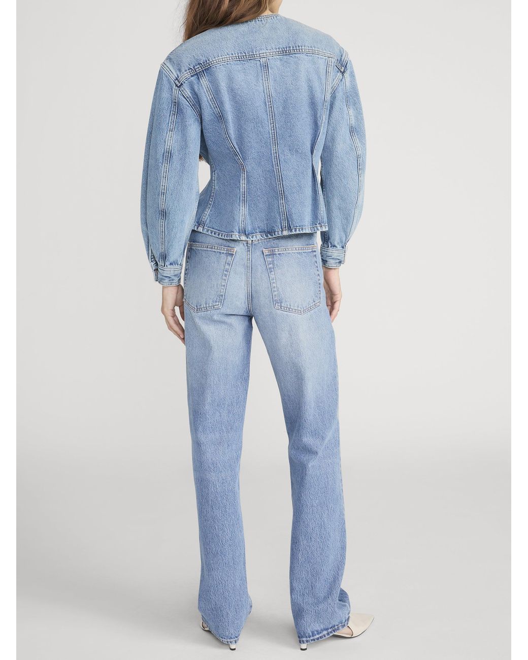 FRAME Blue The Nipped Collarless Jacket