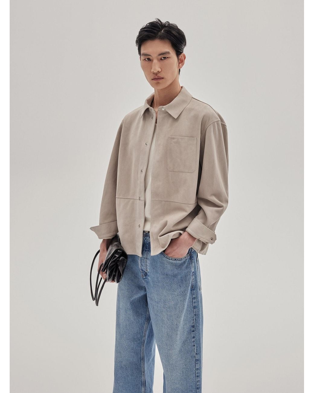 FRAME Natural Suede Overshirt for men