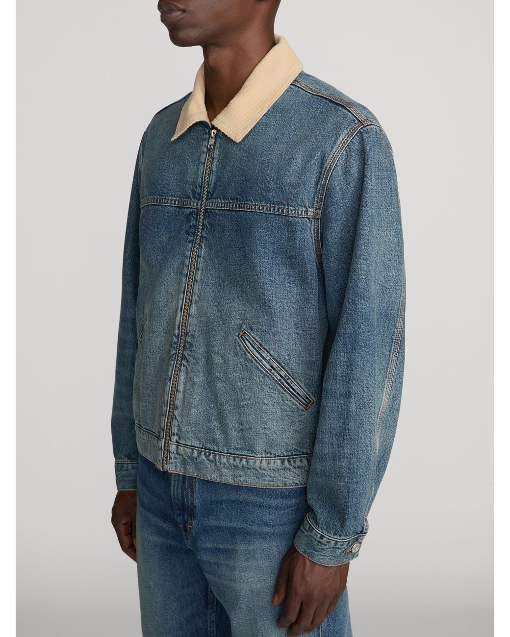 FRAME Blue Denim Zip Trucker for men