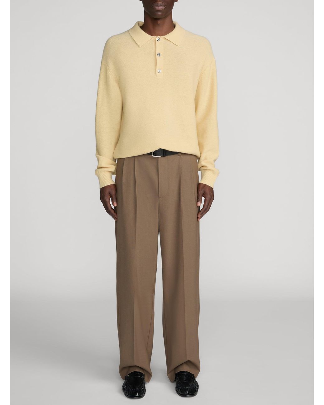FRAME Natural Boiled Wool Polo Sweater for men