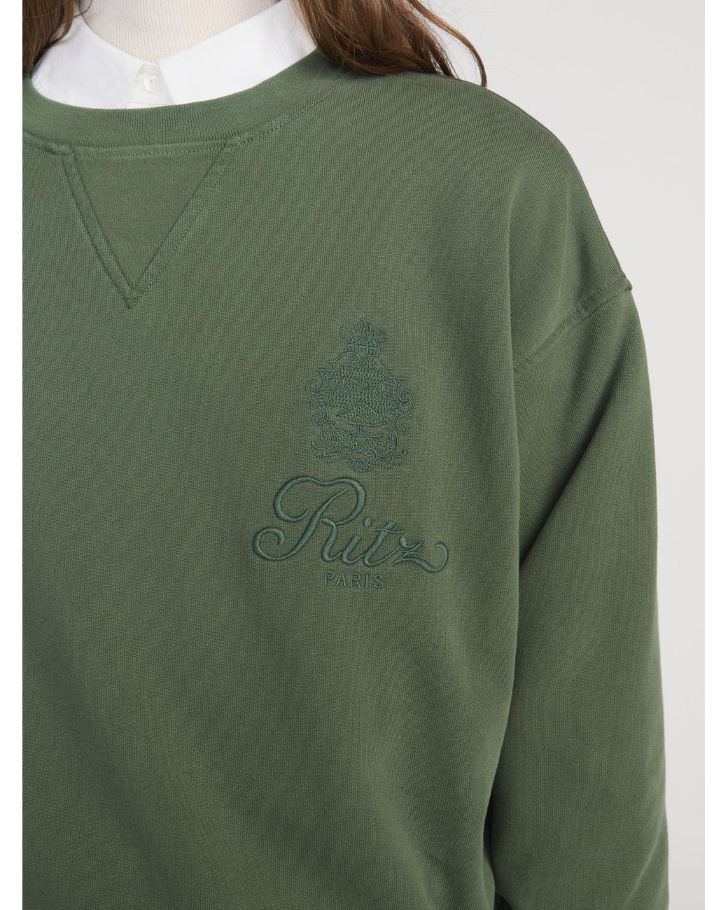 FRAME Green Ritz Tonal Logo Crewneck