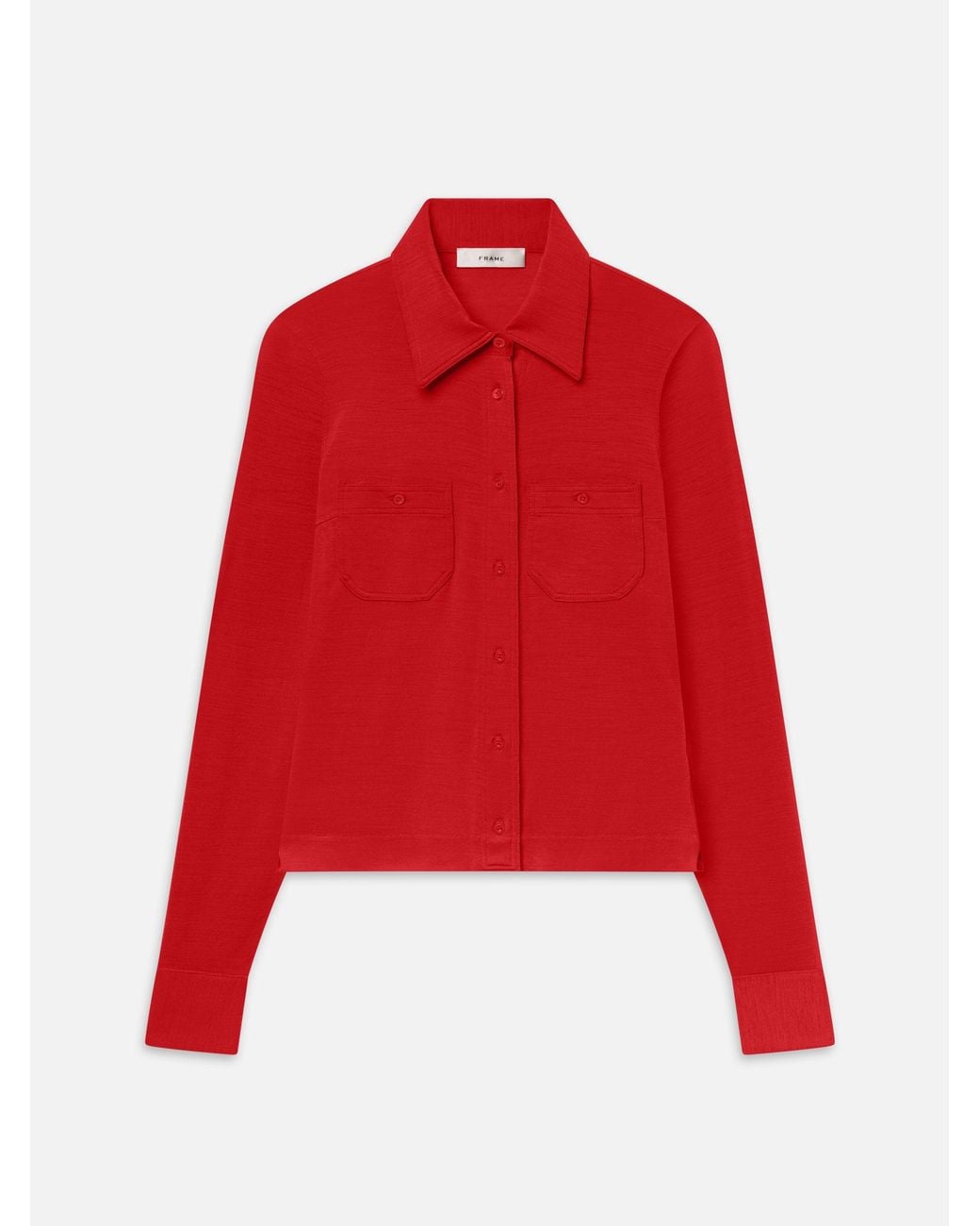 FRAME Red The Wool Pocket Top