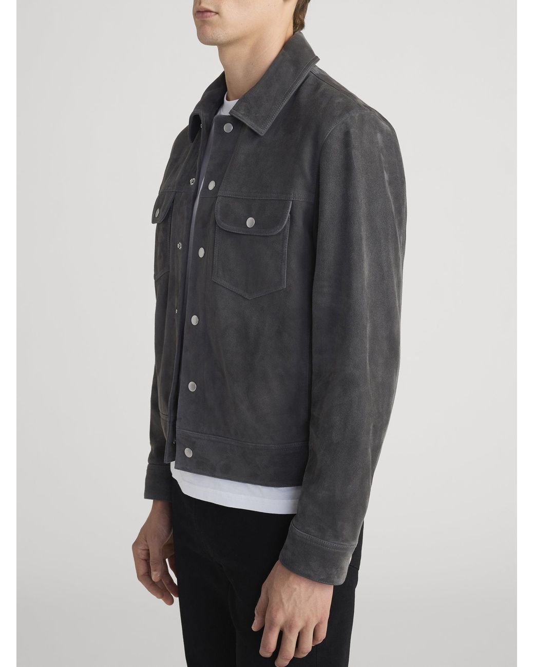 FRAME Black Suede Trucker Jacket for men