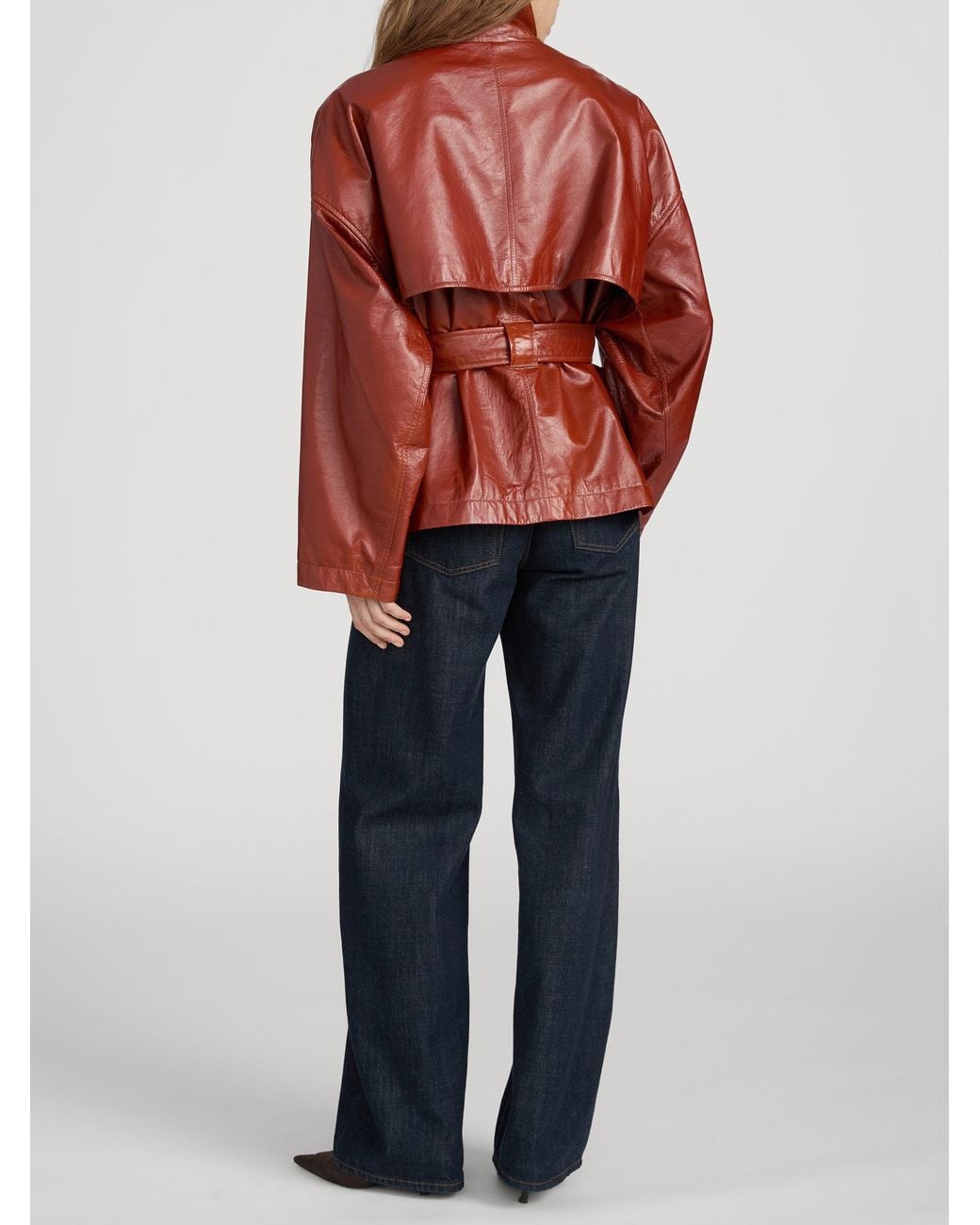 FRAME Red The Paper Leather Trench