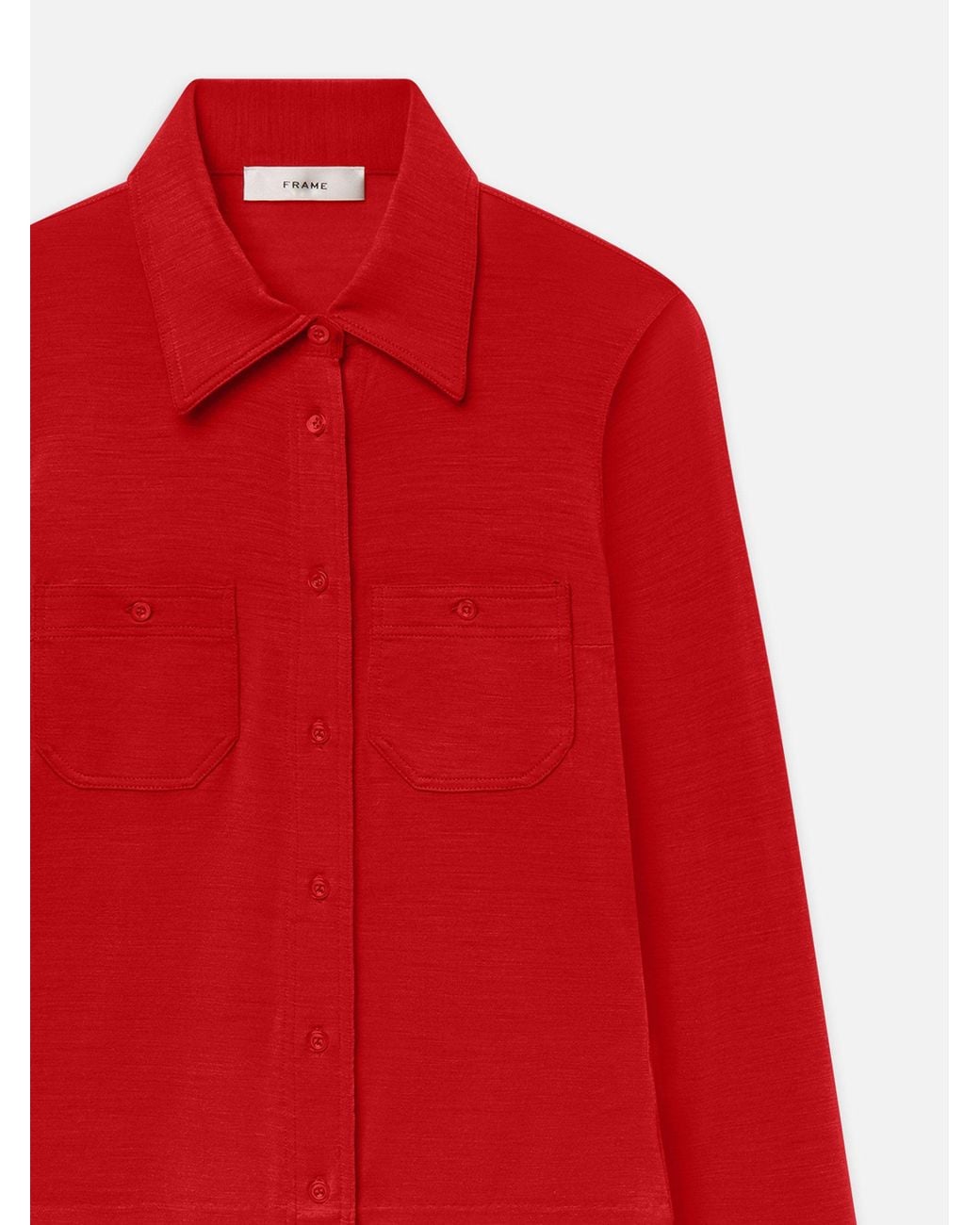 FRAME Red The Wool Pocket Top