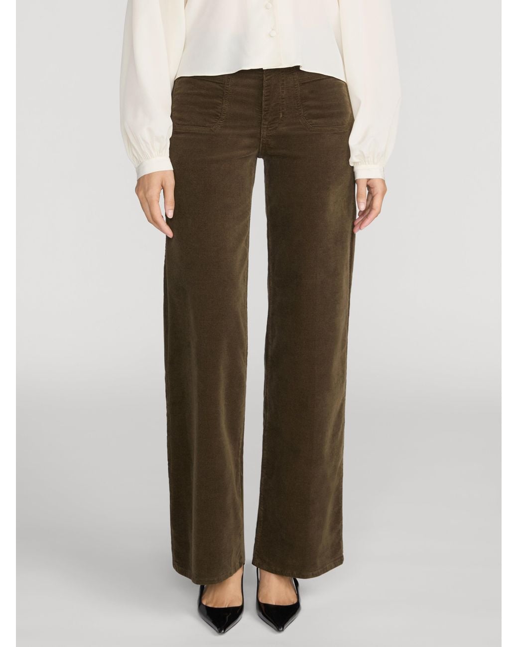 FRAME Brown Le Slim Palazzo Modernist Pocket Corduroy