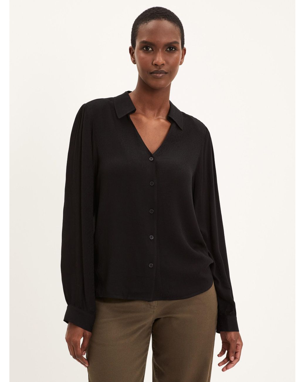 Frank And Oak Puff Sleeve Blouse in Black - Lyst