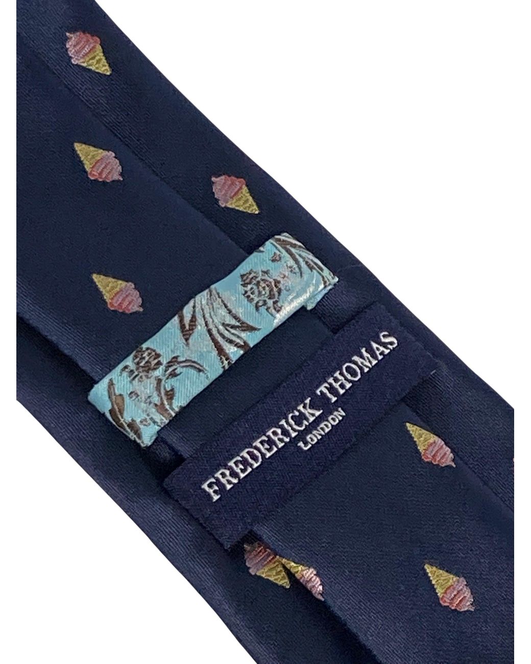 Mens Accessories Ties Frederick Thomas Ties Dark Navy Blue With Blush Pink Floral Design Cotton Tie for Men 