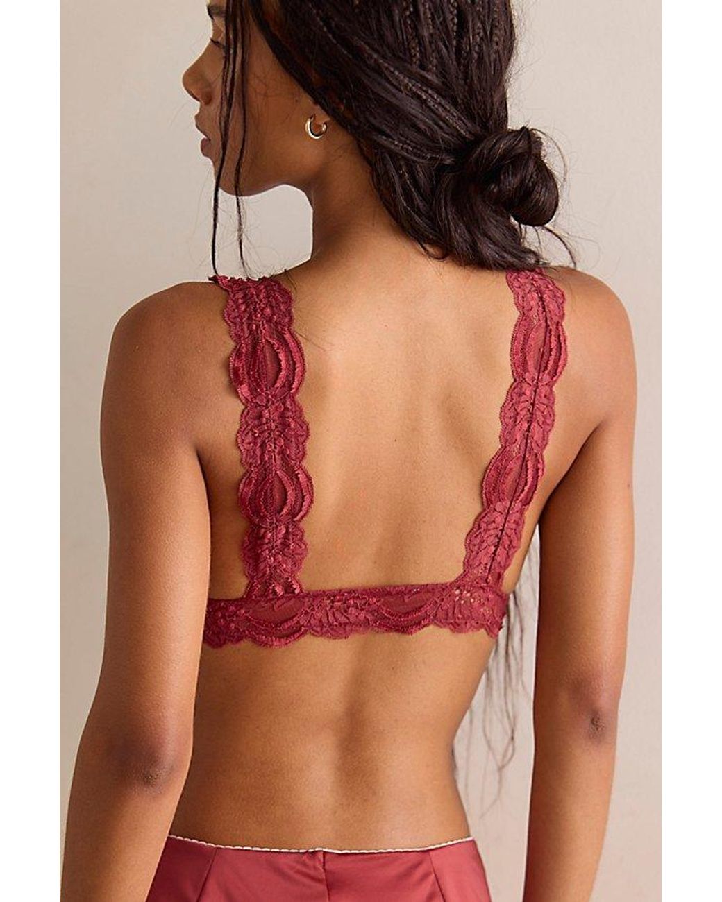 Intimately By Free People Brown Last Dance Lace Plunge Bralette By