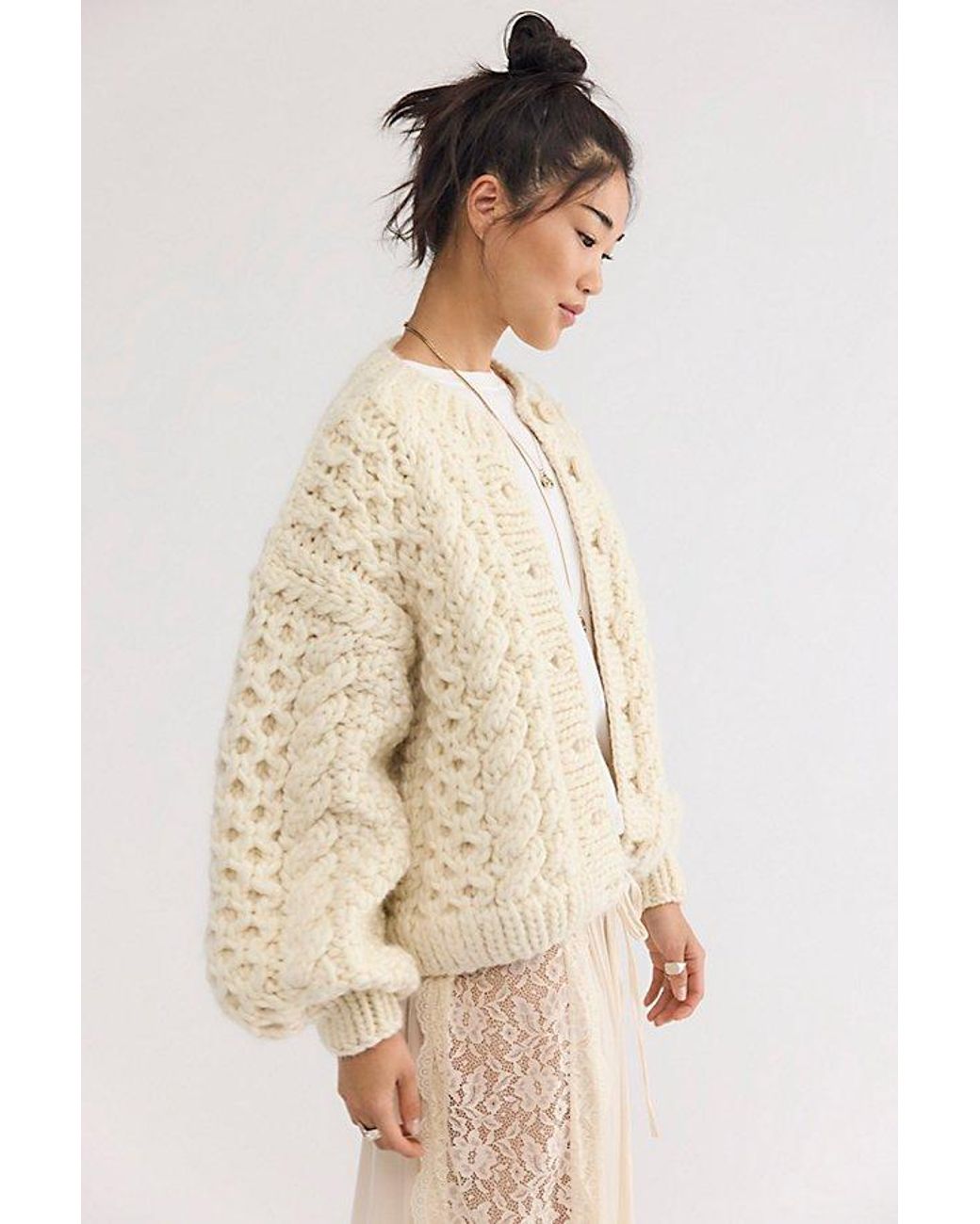 Mr. Mittens Natural Charlotte Honey Cable Knit Cardi