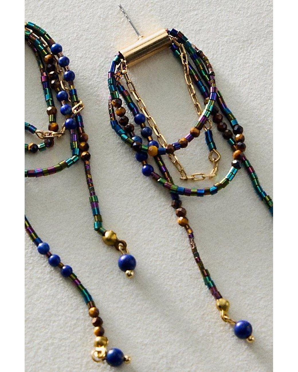 Free People Multicolor Muse Semi-Precious Stone Beaded Dangle Earrings