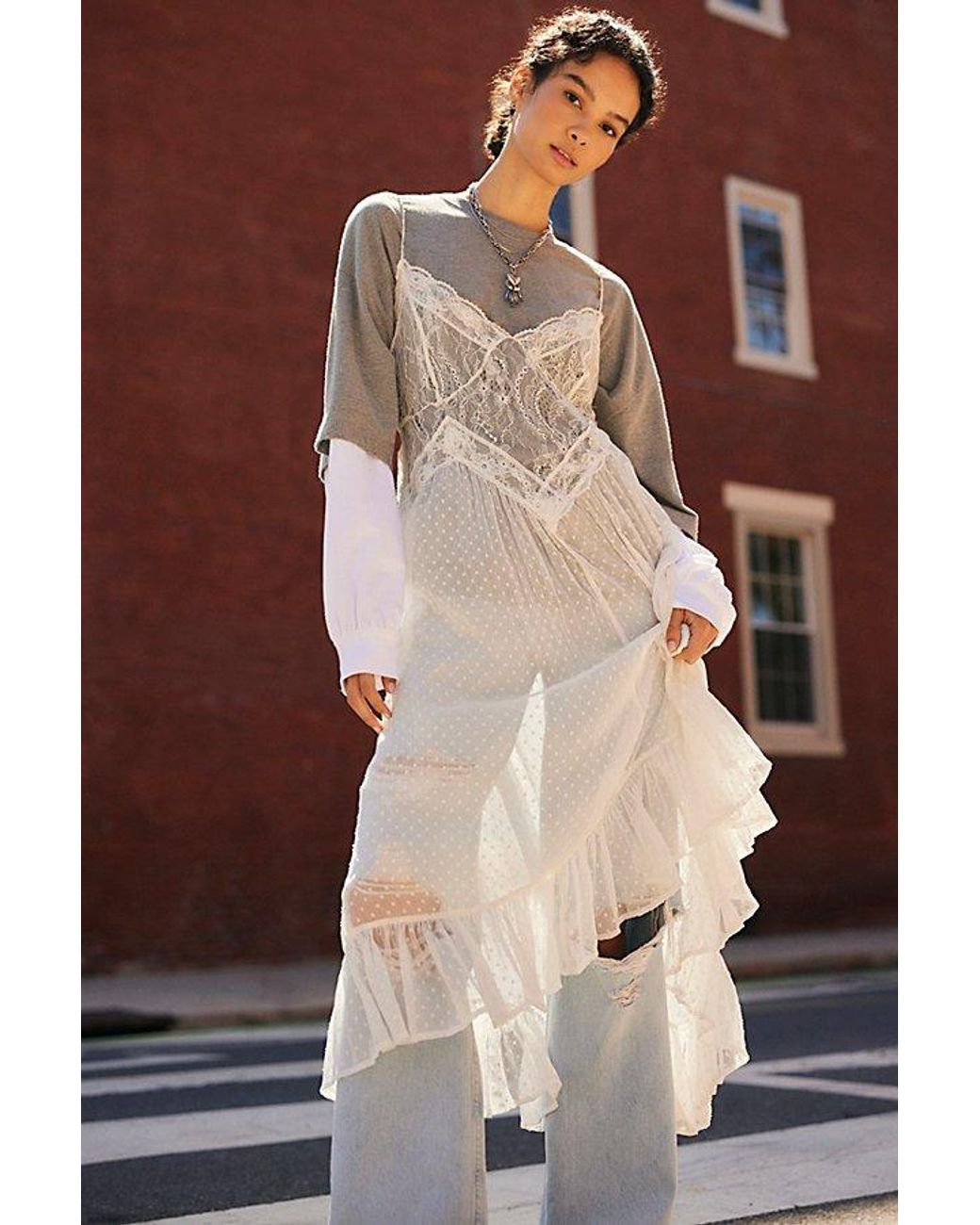 Free People White Perfect Oversized Long Sleeve Top