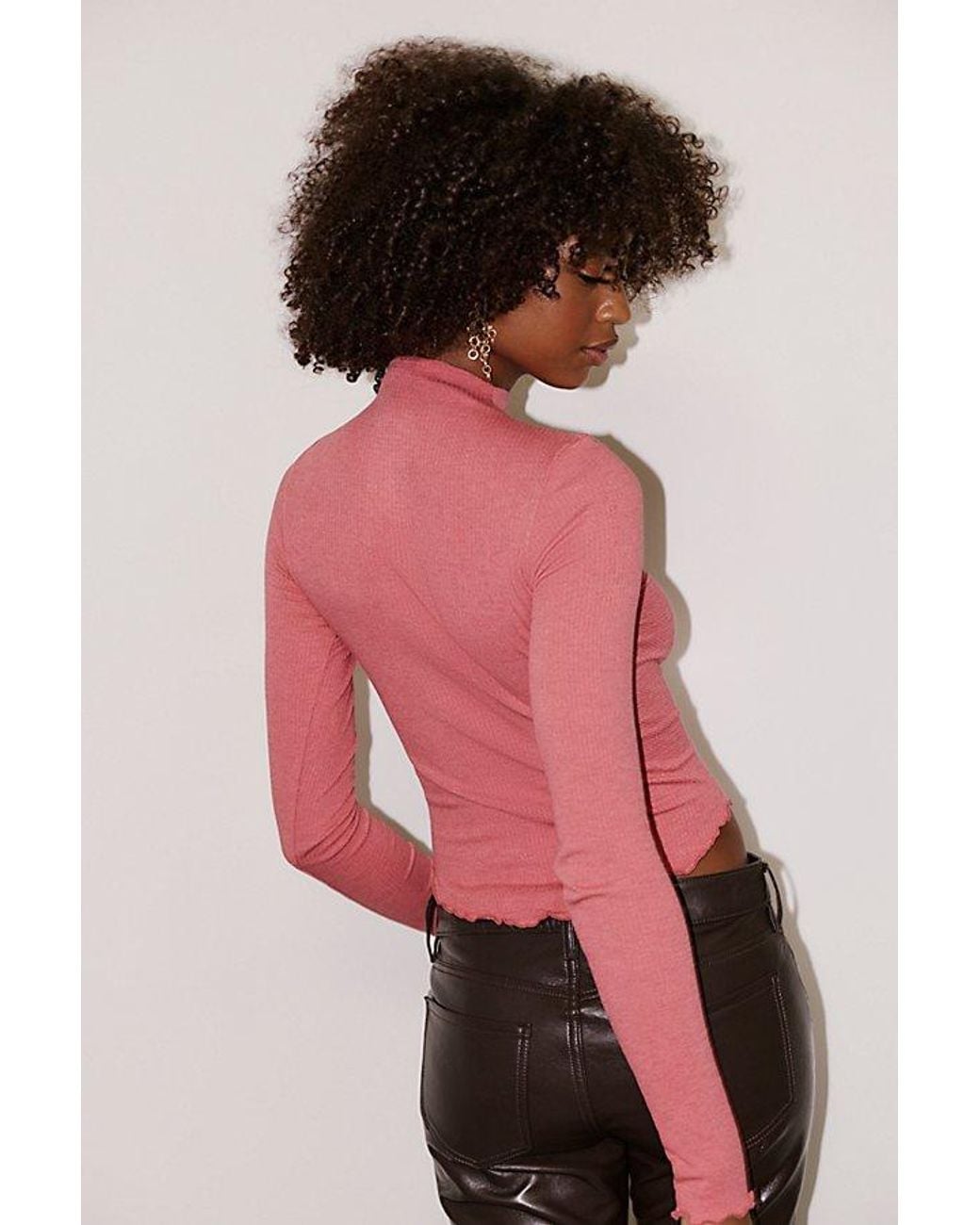 Intimately By Free People Pink Base Layer Thermal Mock Neck Long Sleeve By