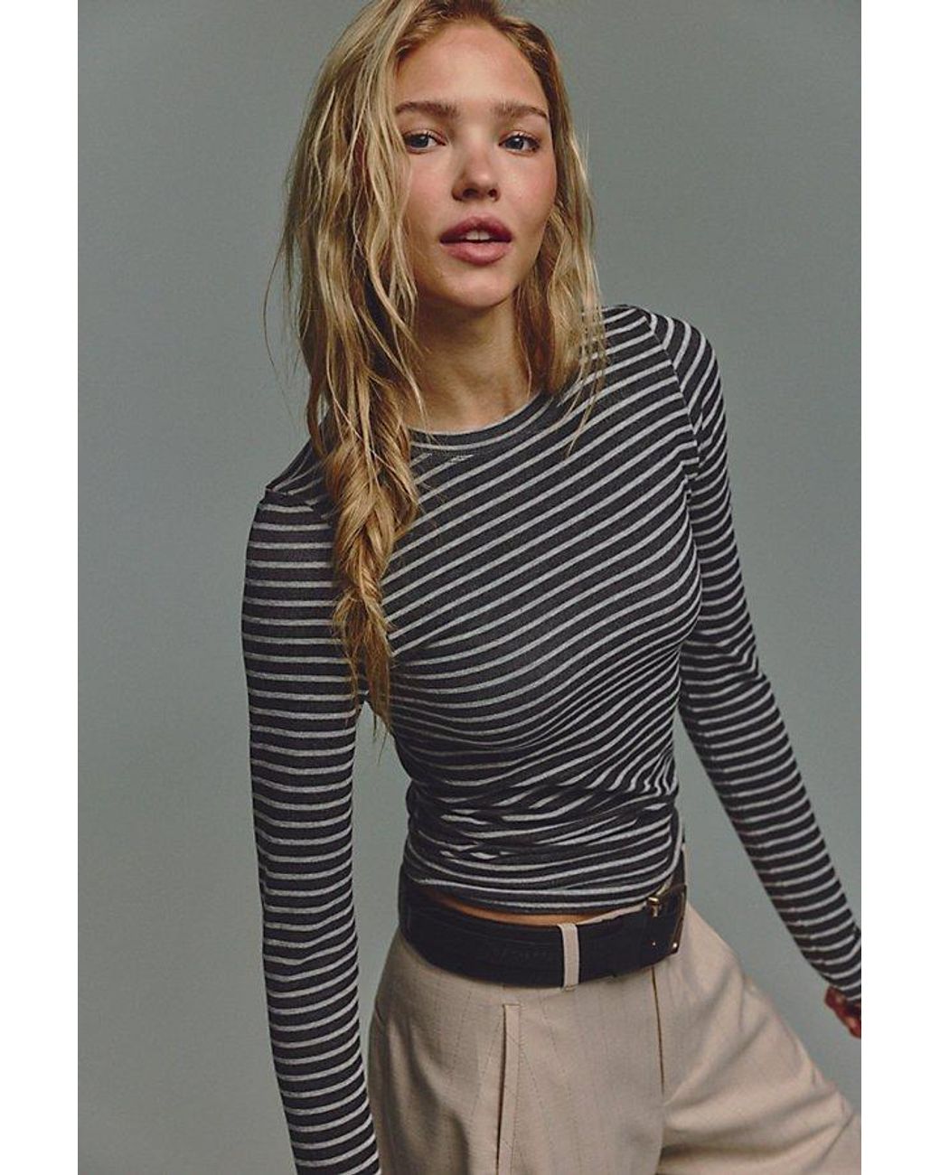 Intimately By Free People Multicolor Just Enough Stripe Crew Neck Long Sleeve By